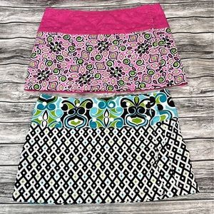 2 Sweet Spot Reversible snap wrap skirt pink green blue white black